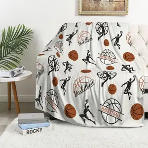 Basketball Blanket Sports Fleece Throw Blanket Super Soft Warm Cozy Fuzzy Plush Basketball Blanket Gifts for Men Women Girls Boys Kids Teens Room Decor