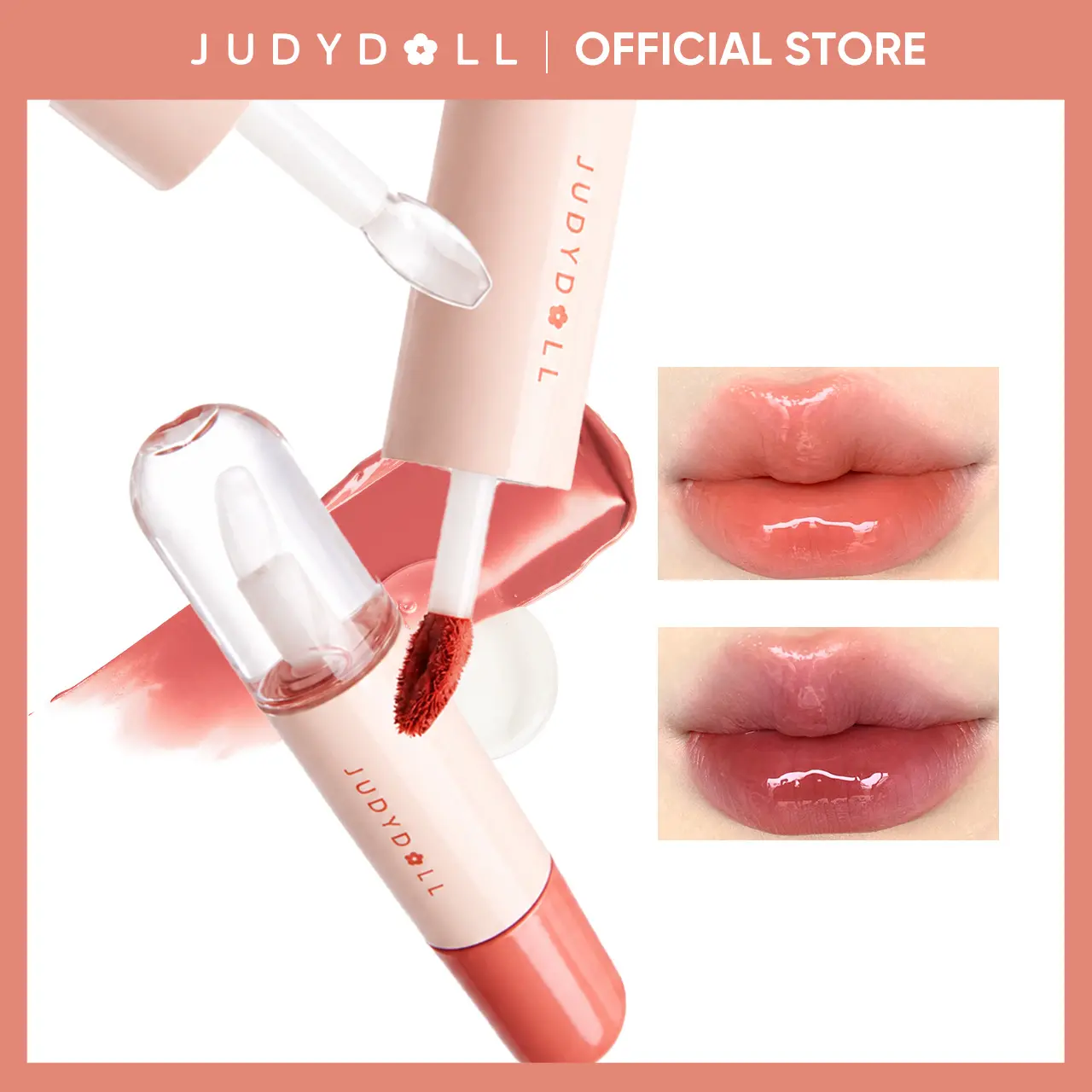 JUDYDOLL Hawthorn Candy Dual Lip Glaze, Blur, Duo Lip Gloss, Double-Ended Mirror & Matte, Waterproof, Long-Lasting, Moisturizing, Liquid Lipstick, Tinted Lipstick, Plumping Diverse Shades, Not Easy To Fade, Makeup, Cosmetic, Refresh Look, Summerwins, Glos