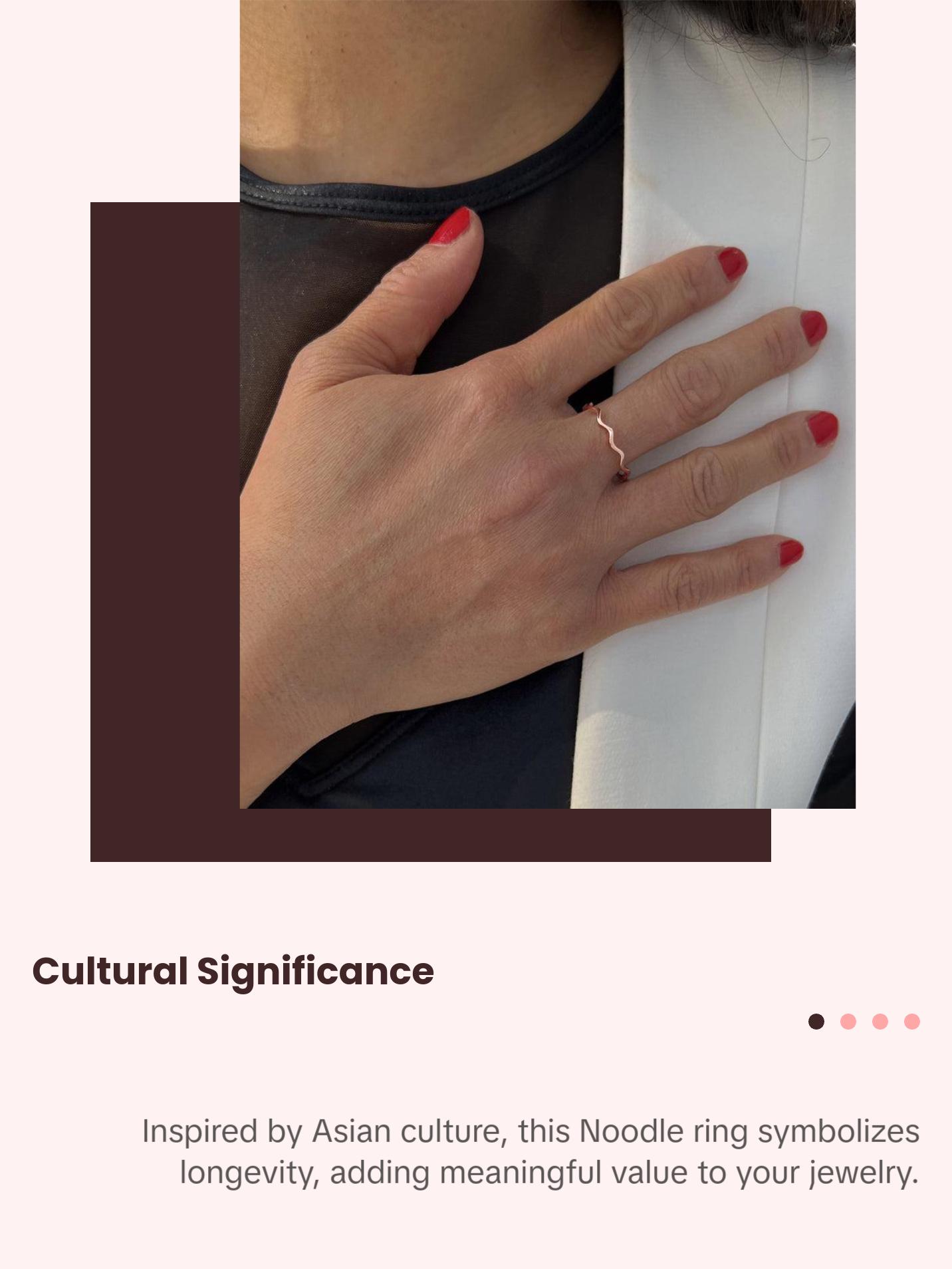 SONIA HOU Noodle Wavy 18K Rose Gold Over Sterling Silver Stackable Ring | S925 Minimalist Trendy | Cute Classic Simple Stackable | Birthday Gift