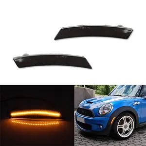 2PCS Smoke Lens Front Bumper Amber LED Side Marker Lights For MINI Cooper R55 R56 R58 R60 R61 2007 2008 2009 2010 2011 2012 2013 2014 2015 2016 ﻿