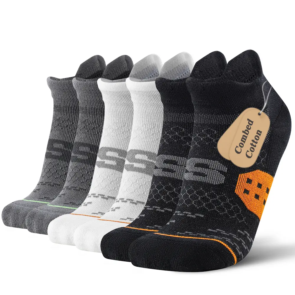 Men's Ankle Athletic Socks (5 Pairs), Male Multi-Function Cushioned Cotton Terry, Heel Tab Support, Moisture Wicking for All Seasons Running/Hiking, Machine Washable