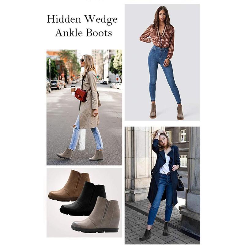 Athlefit Wedge Booties for Women with Heel Hidden Wedge Boots Ankle Boots Wedge Booties boots  women winter boots Casual Comfortable Footwear Girl