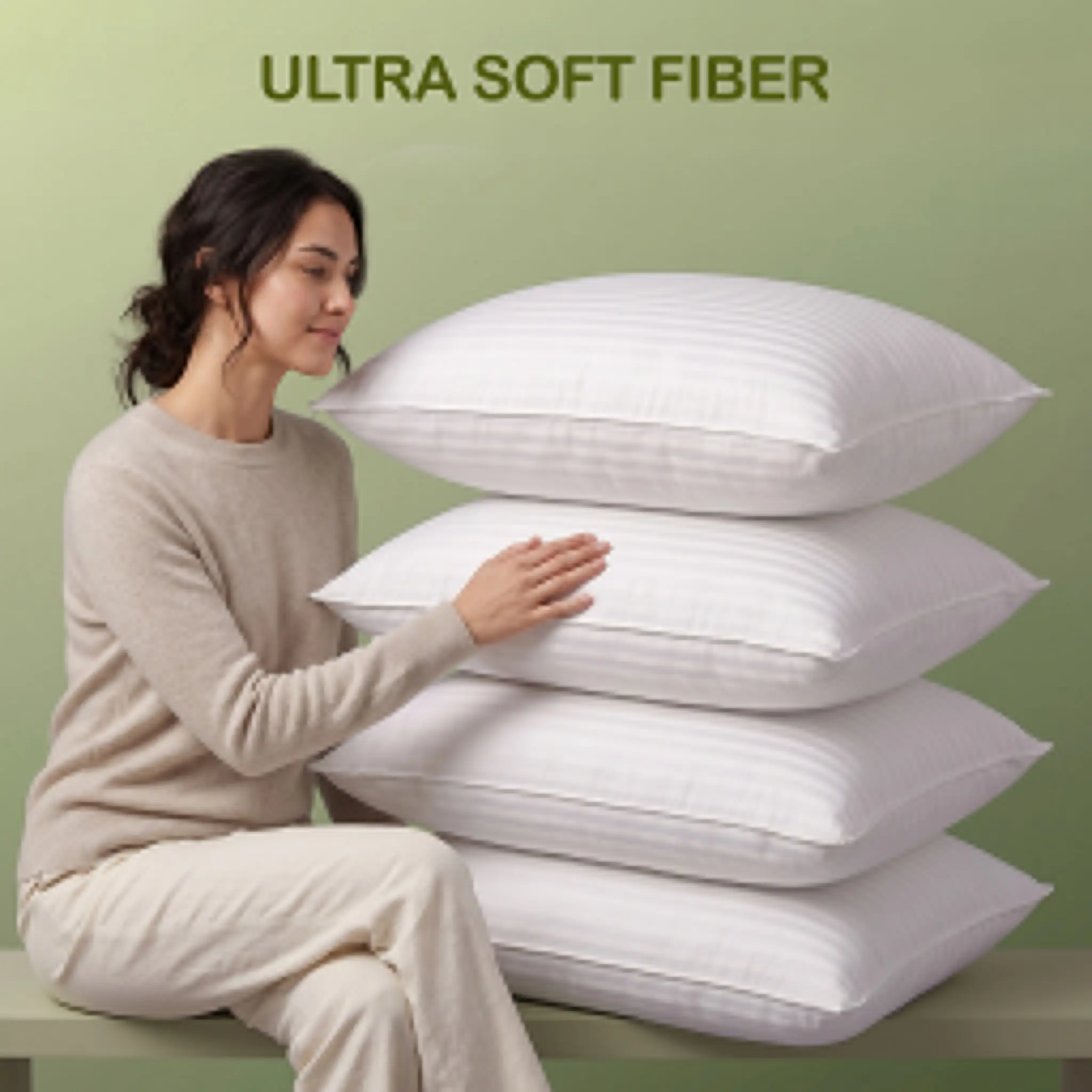 Utopia Bedding Premium Striped Bed Pillows for Sleeping (Pack of 2 & 4 ) - Polycotton Soft Breathable Covers, No-Shift Construction, White Memory Foam Support, Durable Back Sleeper Cooling Bedding,Bed Accessories, Bedroom Items, Supporting