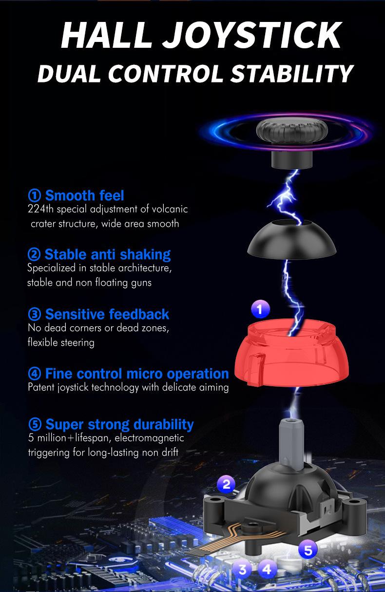 Mobile Phone Gaming Controller Wireless Bluetooth-Compatible Telescopic Gamepad with Cooling Fan for Switch/Android/PC