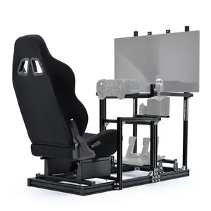 Dardoo 3060 Aluminum Racing Simulator Cockpit With Black Seat & monitor Stand Fit G29, G920, G923， T500, T818, T80, T128, T300 .not include electronic devices