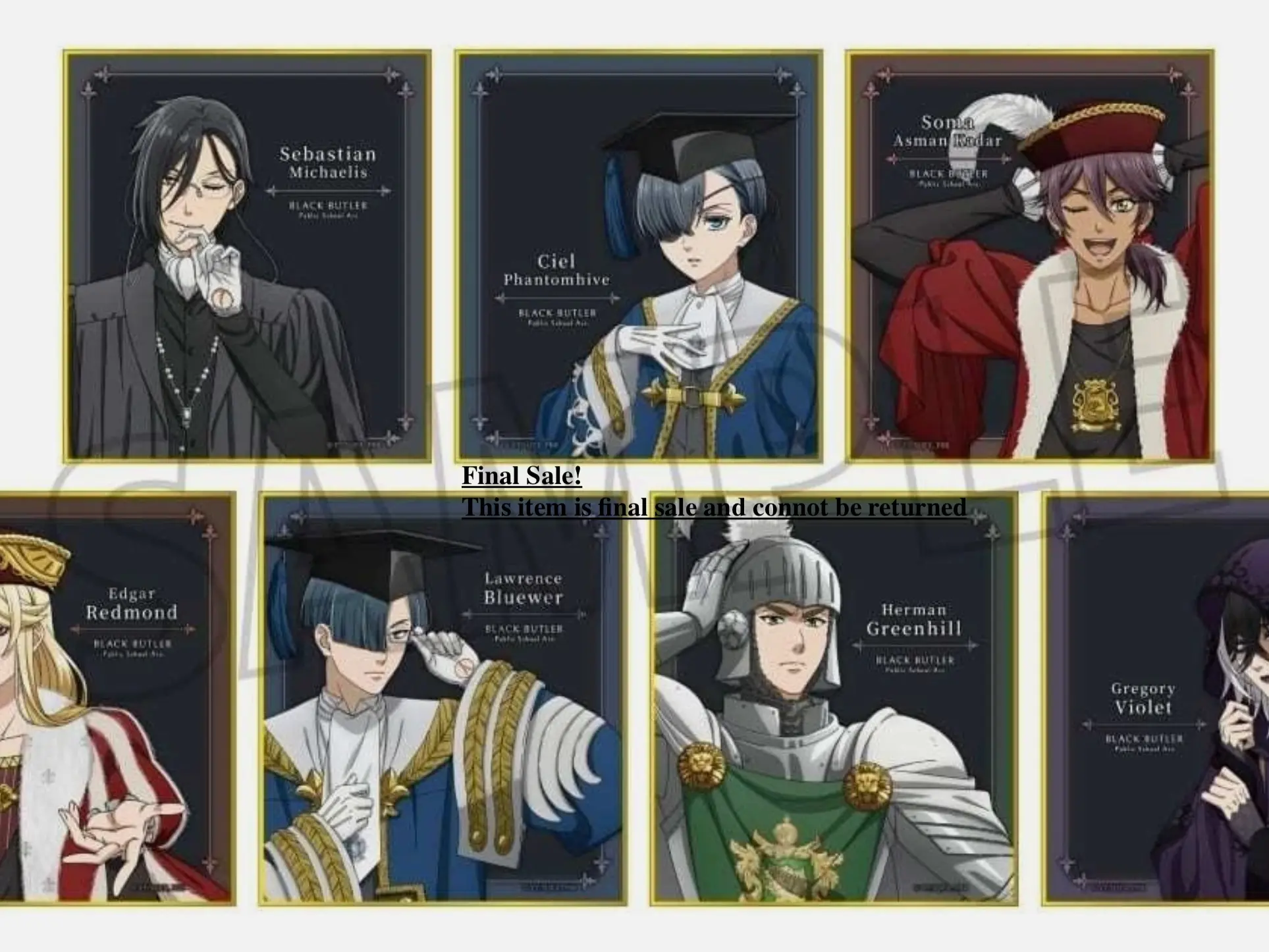 Black Butler Shikishi Art Board - Price for 1