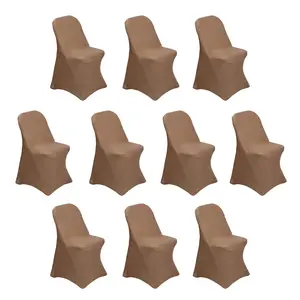 10 Pack Stretch Spandex Folding Chair Covers Taupe - 160GSM Superior Durability with a Snug Fit Slipcovers