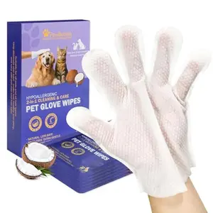 Pet Wipes, Cleaning Glove Wipes for Dogs & Cats Hypoallergenic, Lick-Safe, Full-Body Grooming & Deodorizing Wipes for Daily Care & Travel Friendly (6 Packs)