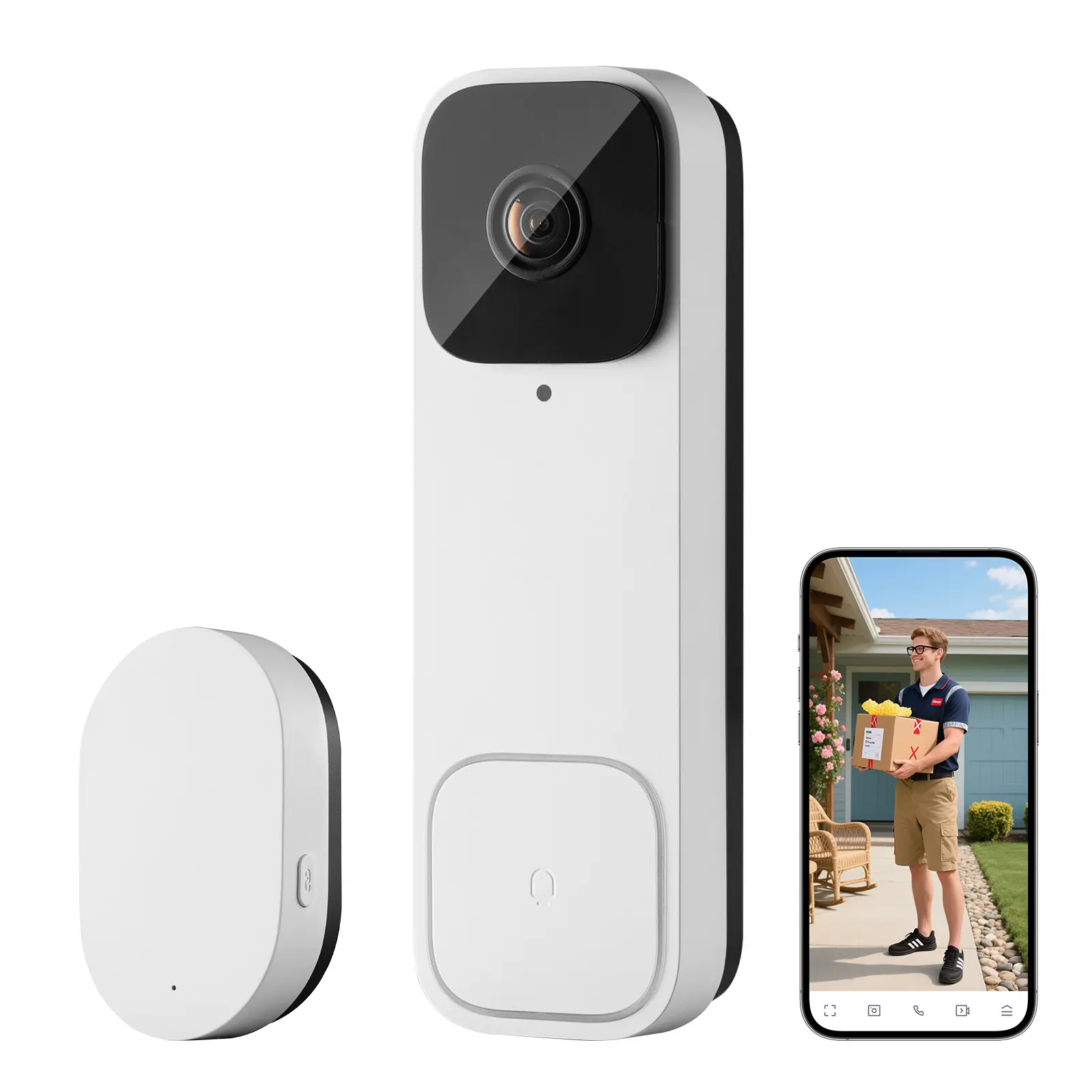 【Summerfinds】VEVOR 2K Video Doorbell with 170° Ultra-Wide View,Night Vision2-Way AudioMotion DetectionAlexa & Google Compatible128GB StorageBattery/Wired Power
