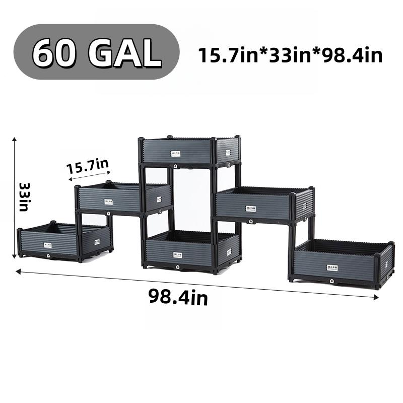 [Gardener's Choice] 3-6 pcs Stackable Raised Garden Beds, Outdoor/Indoor Planters, up to 10 Different Configs Decided by you, Suitable for Flowers/Herbs/Vegetables with Smart Drainage/Water System, Durable Material, Tool-free Installation