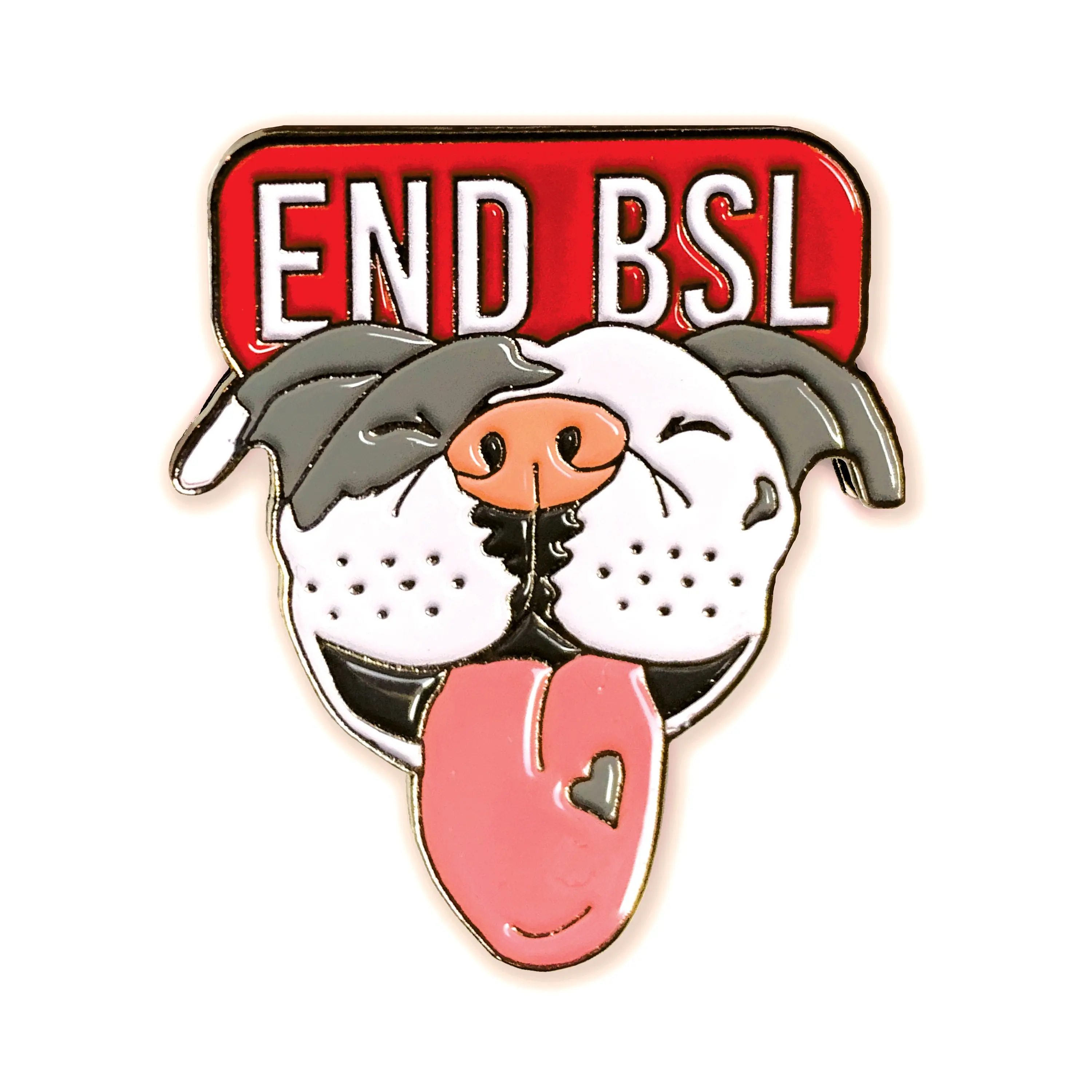 End BSL Gray and White Pitbull Enamel Pin