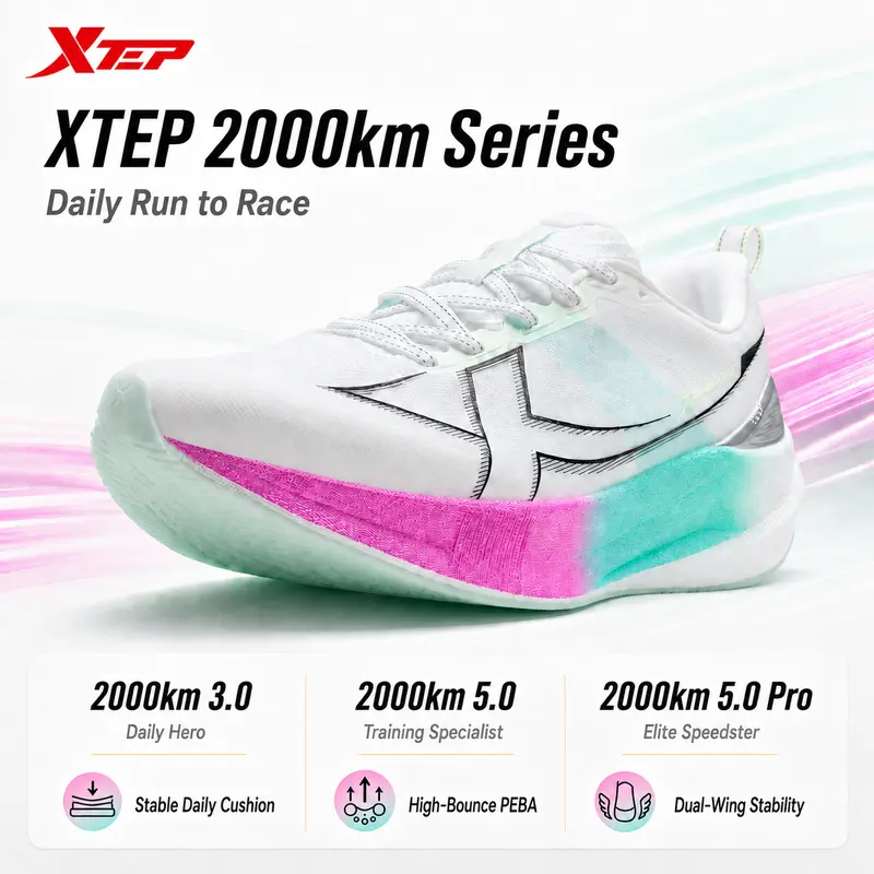 XTEP 2000km 3.0/5.0/5.0 Pro/5.5 Pro Men's Pro Running Shoes | Breathable Training Sneakers for Jogging & Marathon, ACE Midsole Comfort