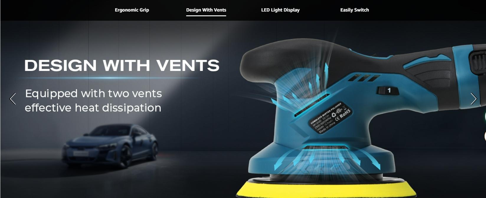 Saker Cordless Automotive Buffering Polisher - 6-inch portable polishing waxing machine kit for automotive details Saker Cordless Automotive Buffering Polisher - 6-inch portable polishing waxing machine kit for automotive details