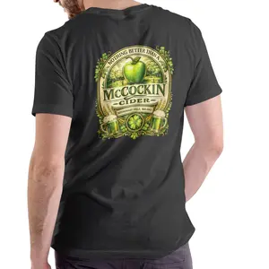 MCCOCKIN CIDER Funny Name St Patrick's Day T-Shirt, Soft Unisex Cotton Top, Festive Apparel for All Genders