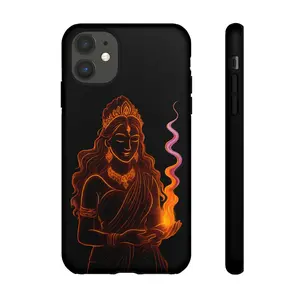 Goddess Parvati Holding Flame phone case | Hindu deity sketch, glowing lines