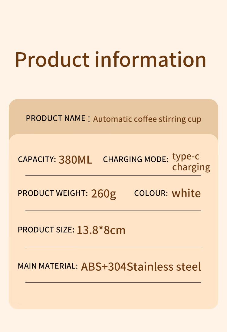 Smart Auto Stirring Mug USB Rechargeable 304 Stainless Steel Temperature Display Self Stirring Coffee Milk Cup for Home Kitchen