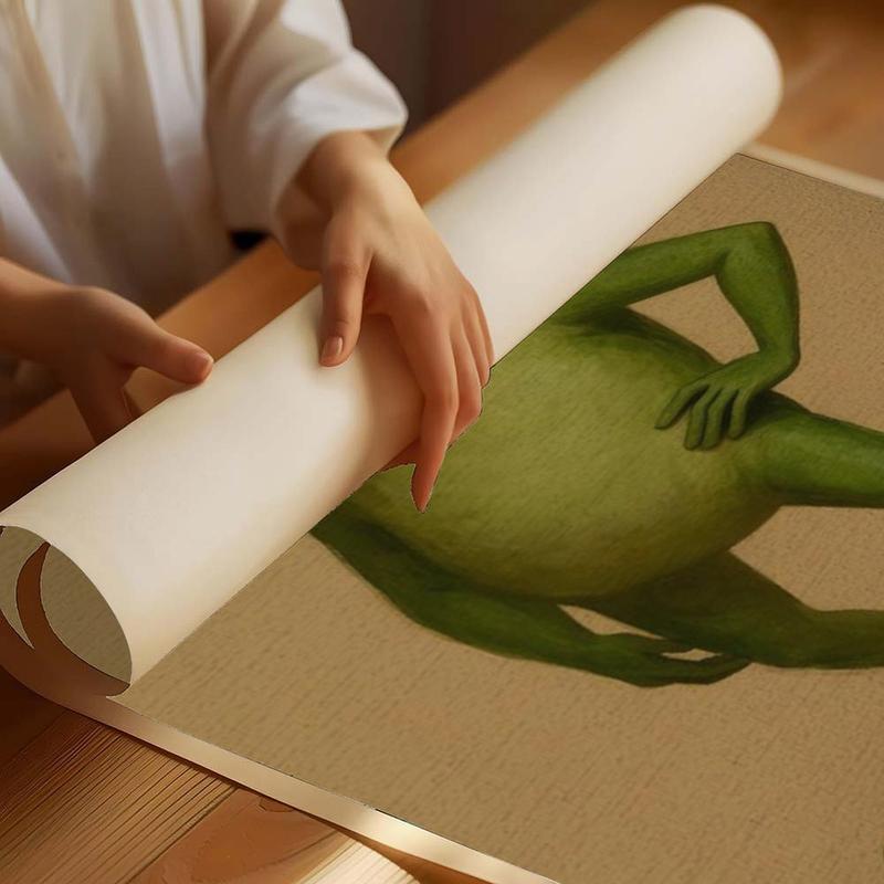 Whimsical Frog Portrait Canvas Poster Funny Animal Abstract  Mimalist Green  Funny Frog Poster Art Print Bob Haircut Kids Playroom Decor Frog Lover Gift Unique Wall Art quirky wall decor opossum humor artwork funny poster 24x  36 unique art decor posters