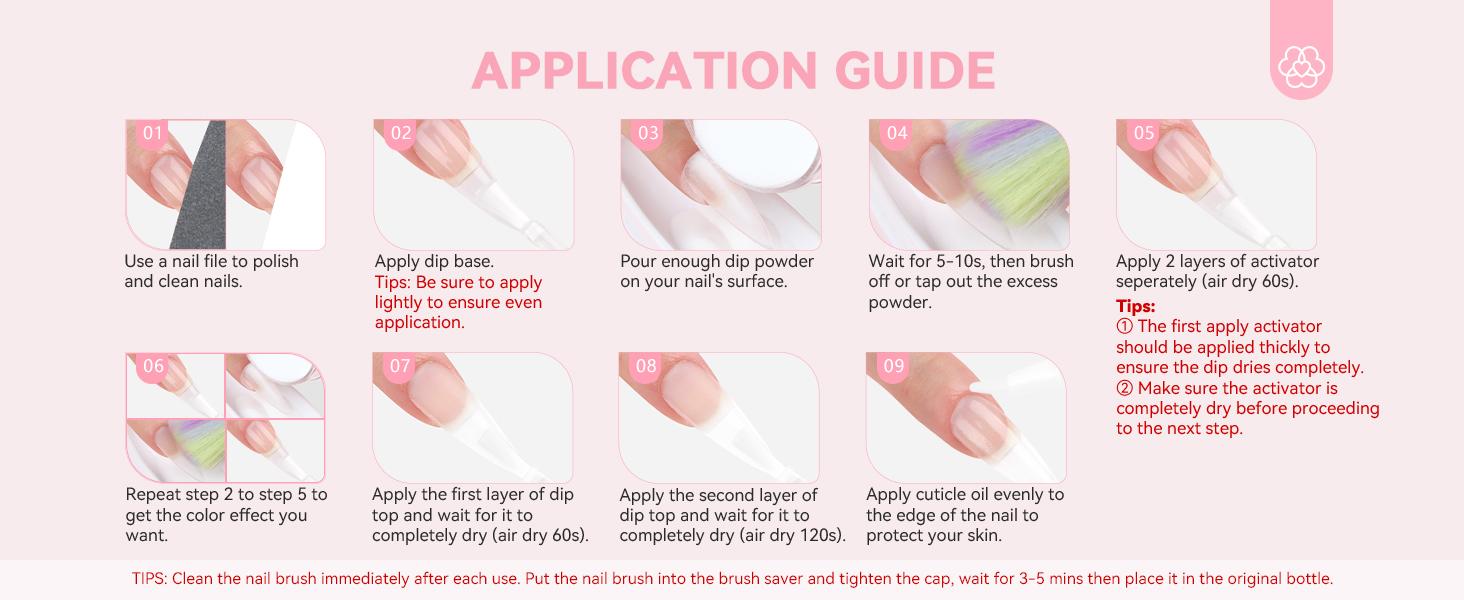 SAVILAND Clear Nail Dip Powder Kit Starter: 60g 2oz Kreatin Dip Powder Nail Liquids Dipping Powder Activator Base Top Coat Professional Dip Nail Kit Repair for French Manicure Salon Home DIY Nail Art