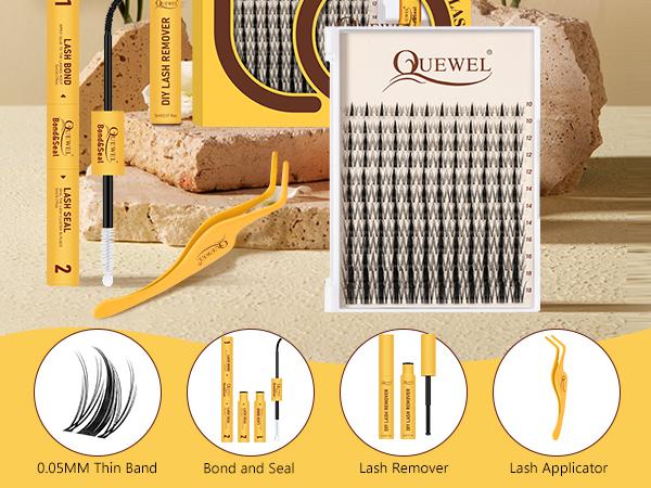 Quewel Fairy Manga Lash Kit l Invisible Band with 144pcs Individual Lashes, C Curl for DIY Lash Extension, Waterproof Long Lasting FebruaryFaves
