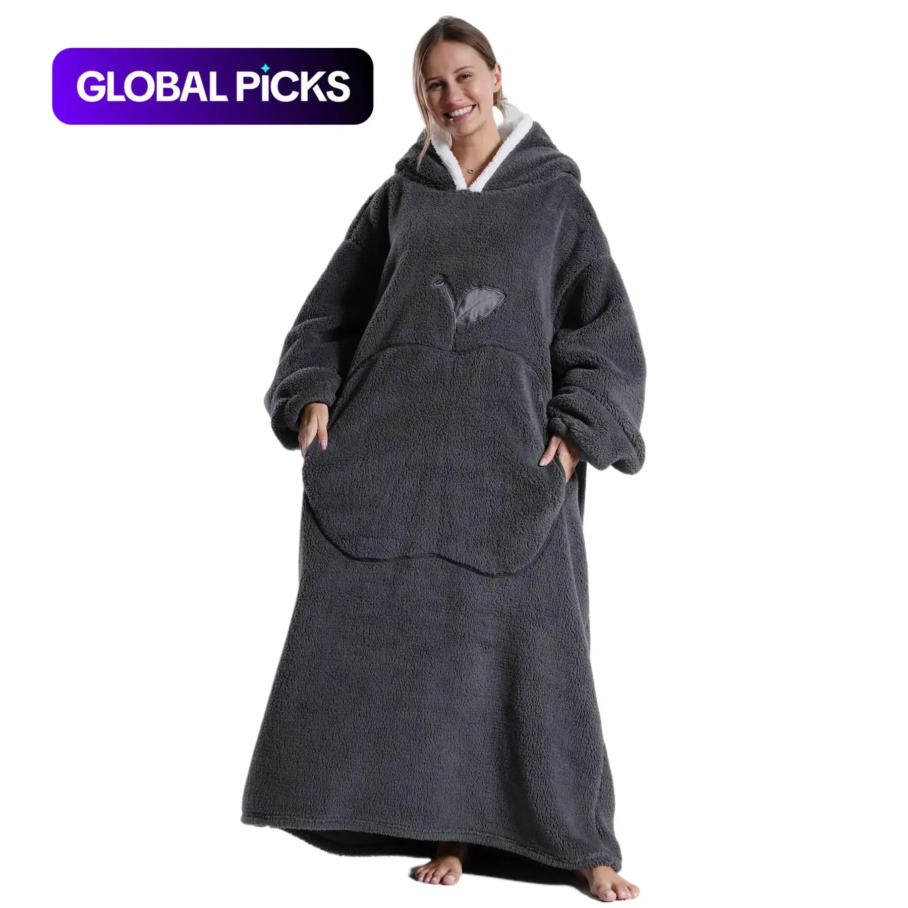 Apple Pattern Hooded Blanket, 1 Count Oversized Ultra-Soft Warm Multifunctional Wearable Blanket Hoodie for Women and Men, Cozy Gift for Women #GLOBAL PICKS