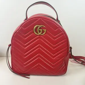 Pre-owned GUCCI Leather Travel Bags Double G Marmont Backpack GG22JX
