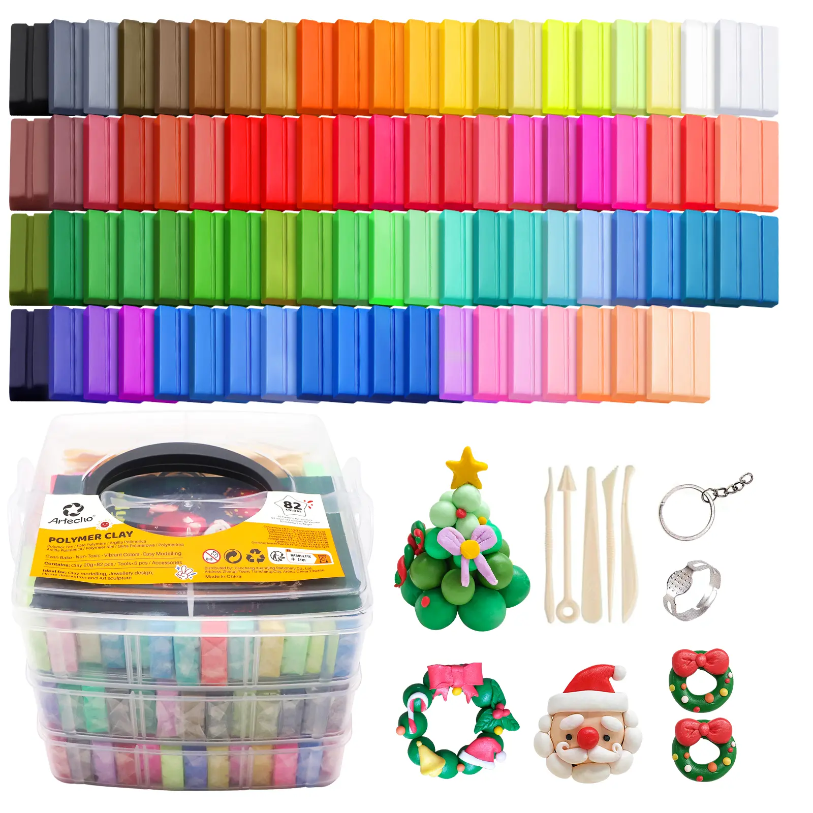 Artecho Polymer Clay Creative Craft Kit, Modeling Set with Clay Sculpting Tools and Accessories for DIY Crafts and Jewelry Design