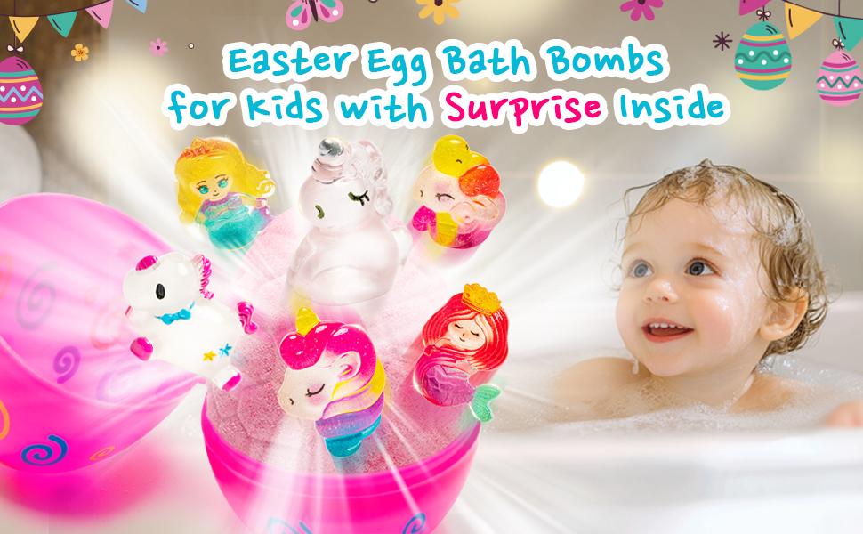 6PCS Prefilled Easter Egg Bath Bombs for Kids with Toy Inside – Easter Basket Stuffers, Egg Hunt Party Favors, Gifts for 3-6 Year Old Girls- Easter Gift 6PCS Prefilled Easter Egg Bath Bombs for Kids with Toy Inside – Easter Basket Stuffers, Egg Hunt Party Favors, Gifts for 3-6 Year Old Girls- Easter Gift