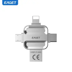 EAGET 4-in-1 Multi-Device High-Speed Flash Drive, USB Memory Stick External Storage, Type-C Multi-Interface Plug and Play, Photo Video File Data Backup, Portable External Storage for Phone Laptop Computer, Daily Office Travel Data Storage