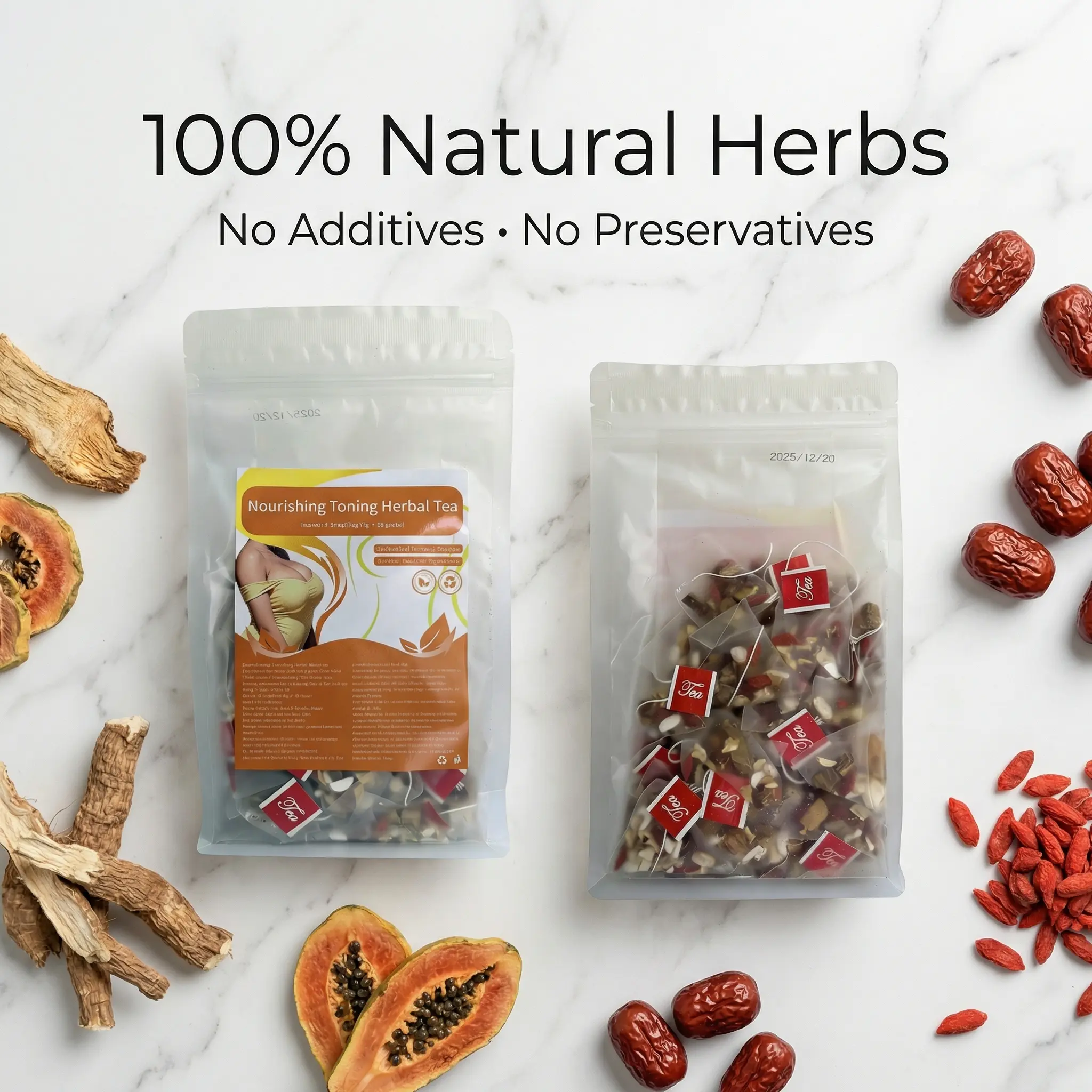 Organic Herbal Nourish Tea，Daily Wellness Herbal Tea Non-GMO Herbal Tea FDA compliant organic floral herbal tea Pure Daily Wellness Herbal Tea