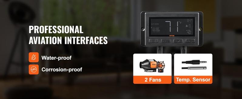 VEVOR Inline Duct Fan, 4-Inch 205 CFM Quiet EC-motor Ventilation Exhaust Fan, with Temperature Humidity Controller for Cooling Booster, Grow Tents, Hydroponics VEVOR Inline Duct Fan, 4-Inch 205 CFM Quiet EC-motor Ventilation Exhaust Fan, with Temperature Humidity Controller for Cooling Booster, Grow Tents, Hydroponics