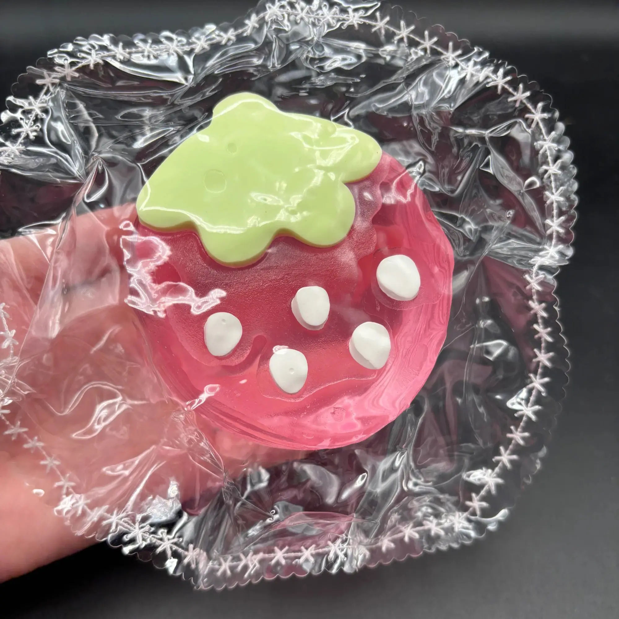 Red jelly strawberry cake taba squishy toy Red jelly strawberry cake taba squishy toy