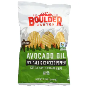 Boulder Canyon Avocado Oil Kettle Style Potato Chips, Sea Salt & Cracked Pepper, 5.25 oz (148.8 g)