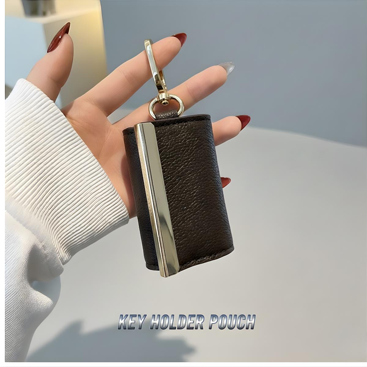 Keychain Tote Bag, Foldable Tote Bag, Expandable Leather Mini Bags with Key Ring, Portable Handbag for Daily Errands