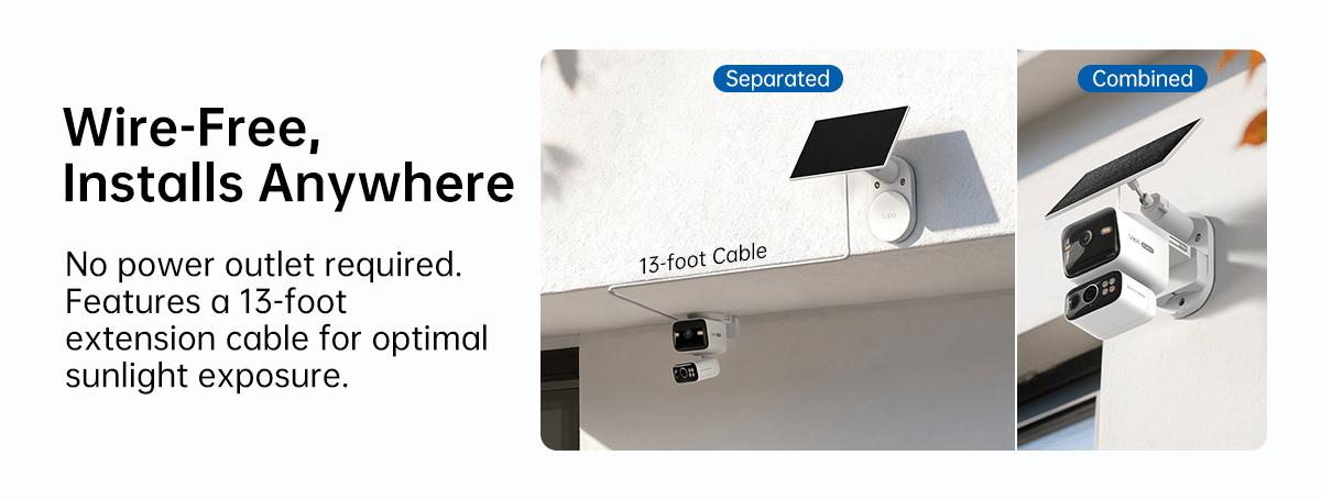 TP-Link & Tapo  C645D KIT Dual Lens Pan/Tilt Security Battery Camera Wireless w/Solar Panel, 2K 3MP 165° Wide-Angle + 6mm Telephoto, Free Person/Vehicle Detection, 360° Pan, SD/Cloud Storage, Works w/Alexa & Google