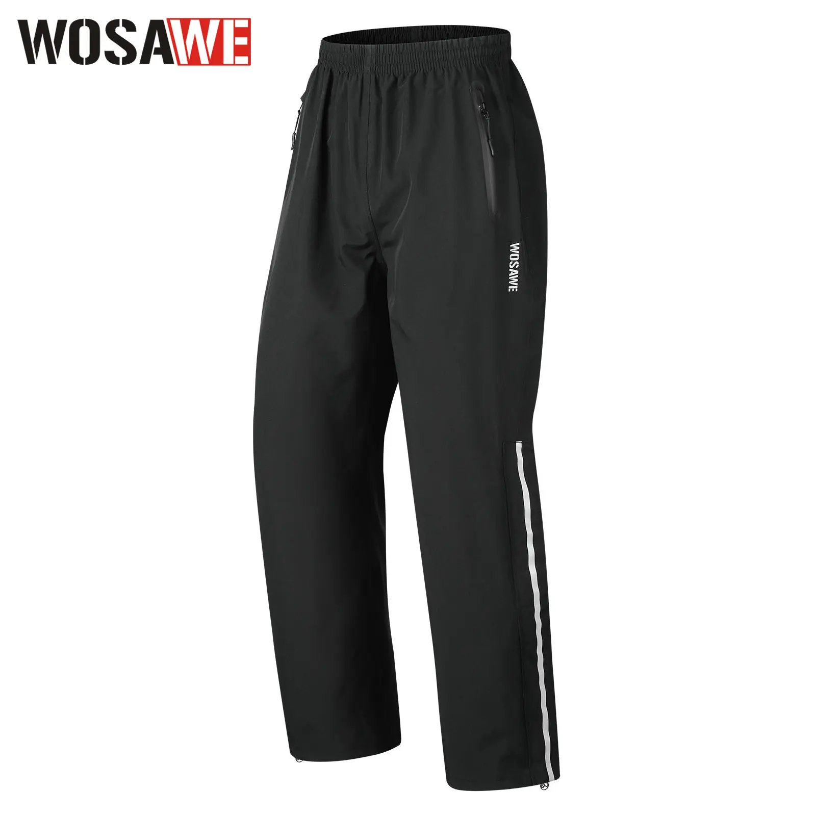 WOSAWE Unisex Motorcycle Waterproof Rain Pants, Hiking Protective Trousers with Reflective Elements & Cargo Pocket