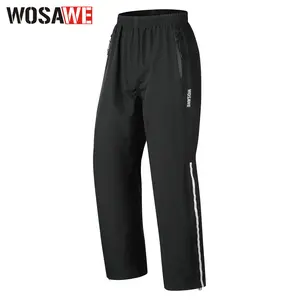 WOSAWE Unisex Motorcycle Rain Pants Mens Hiking Waterproof Trousers with Reflective Elements Cargo Pocket