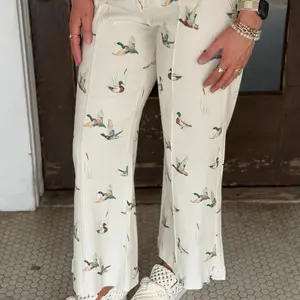 Mallard Stretch Denim Wide Leg Jeans Ivory