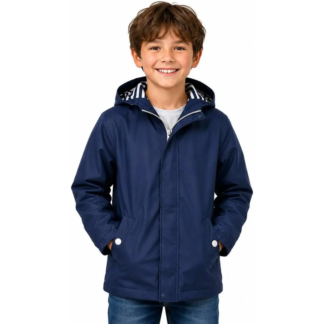 Boys Rain Jacket - Lightweight Waterproof Hooded Rain Coat for Boys - Windbreaker Jacket for Outdoor Play & Travel(Gift)