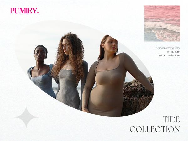 PUMIEY Women's Square Neck Long Sleeve Maxi Dress Ribbed Bodycon Dresses for Women Soft Lounge Dress Casual Womenswear TIDE COLLECTION Elegant Basic Aegean Bottom Minimalist Summer Rayon Spandex