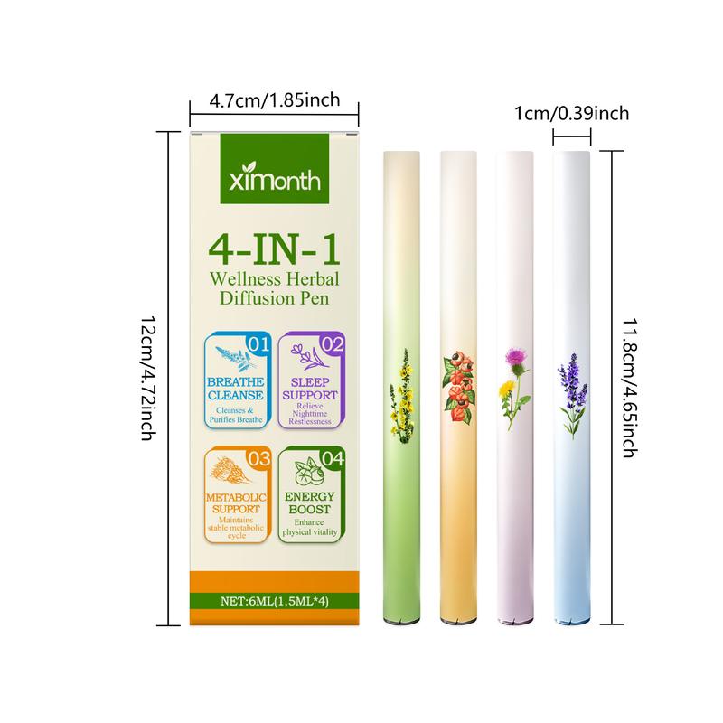 4 Pcs Beauty Atmosphere Pens | Upgraded Mint-Infused Purifier for Personal Space, Sleep & Focus | Pocket-Sized Scent Sticks for Purse, Gym, Travel,  Herbal Diffuser for Lung Support