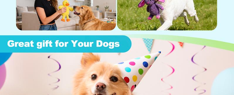 PrimePets Dog Toys, 5 Pack, Plush Dog Squeaky Toys, Assortment Value Bundle Animal Pet Toy for Small Medium Large Dogs, Stuffed Puppy Chew Toy, Cute Dog Gift Toys