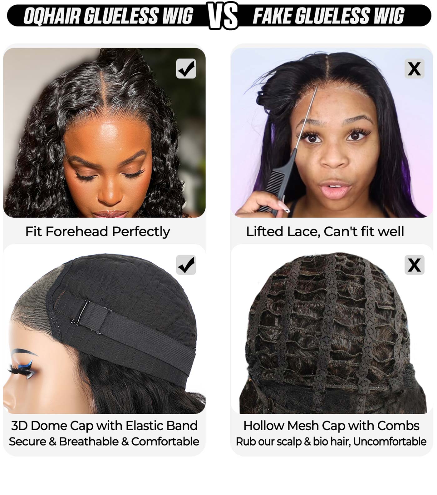 OQ HAIR Pre Bleached Knots Pre Cut Lace 4x6 HD Straight Hair Wear Go Glueless Wigs Invisible Melted Hairline Wigs