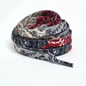 Trendy Retro Bandana Paisley Pattern Shoe Laces – Durable Woven Footwear Laces for Fashion Sneakers & Casual Footwear
