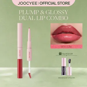 JOOCYEE Plump & Glossy Dual Lip Combo, Matte, Glossy, Blur, Lip Liner Lip Gloss 2-in-1, Shimmery, Plumping, Long-Lasting, Beginner Friendly, Giftable, Beach, Travel, Dating, Spring Gift, Refresh Look