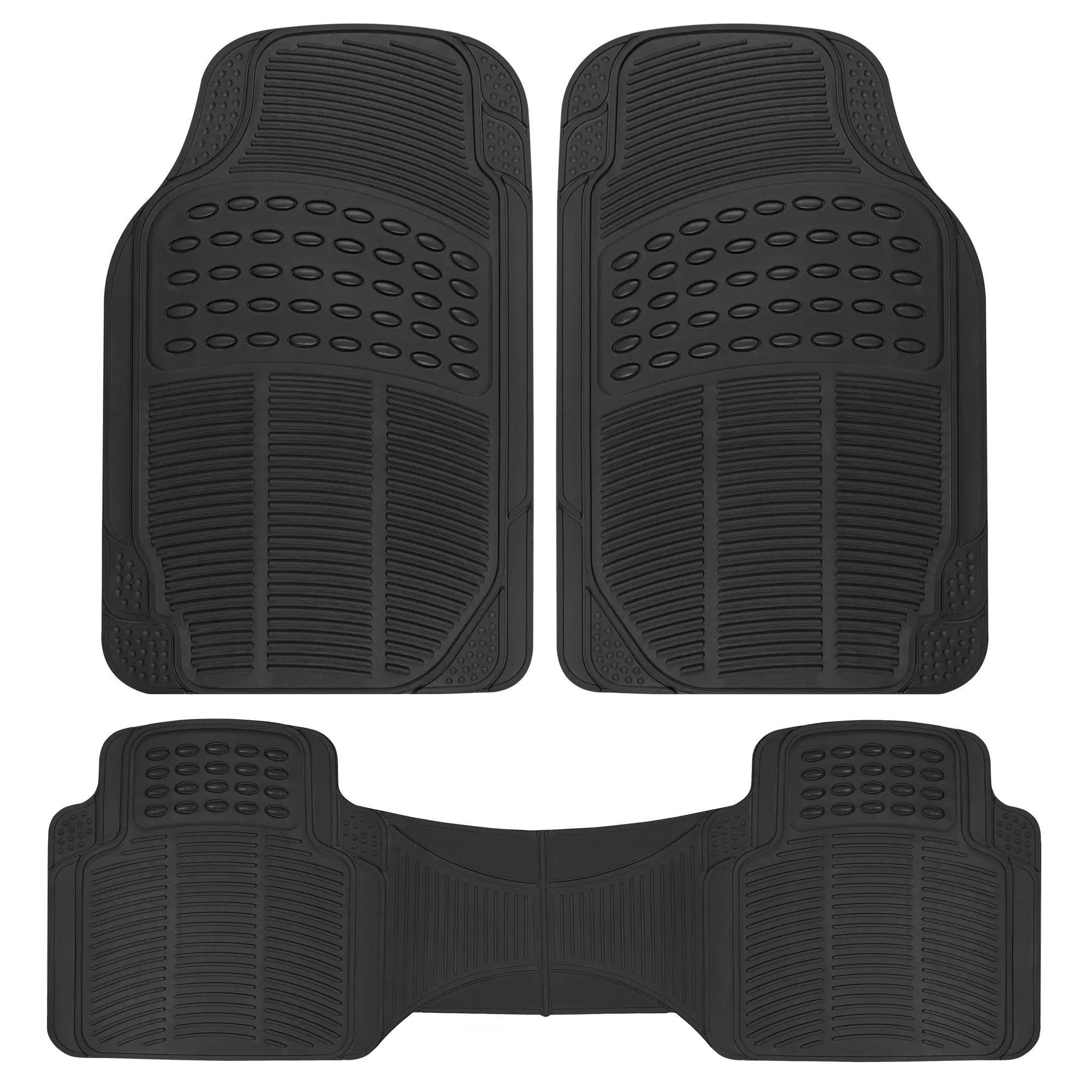 BDK ProLiner Floor Mats for Cars Trucks SUV, 3-Piece All-Weather Car Mats with Universal Fit Design, Durable Car Floor Mats with Capture Ridges, Waterproof Rubber Floor Mats for Cars Car Accessories Vehicle