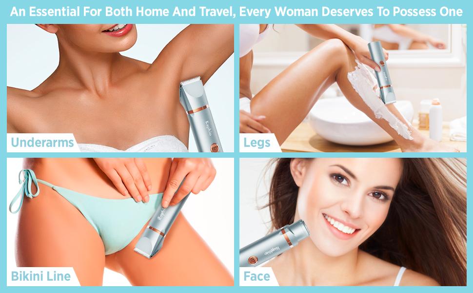 Kaphio Electric Bikini Trimmer for Women: 2 in 1 IPX7 Waterproof Wet & Dry Use Body Electric Shaver Razor - Rechargeable Hair Removal Kit Comfort Kaphio Electric Bikini Trimmer for Women: 2 in 1 IPX7 Waterproof Wet & Dry Use Body Electric Shaver Razor - Rechargeable Hair Removal Kit Comfort