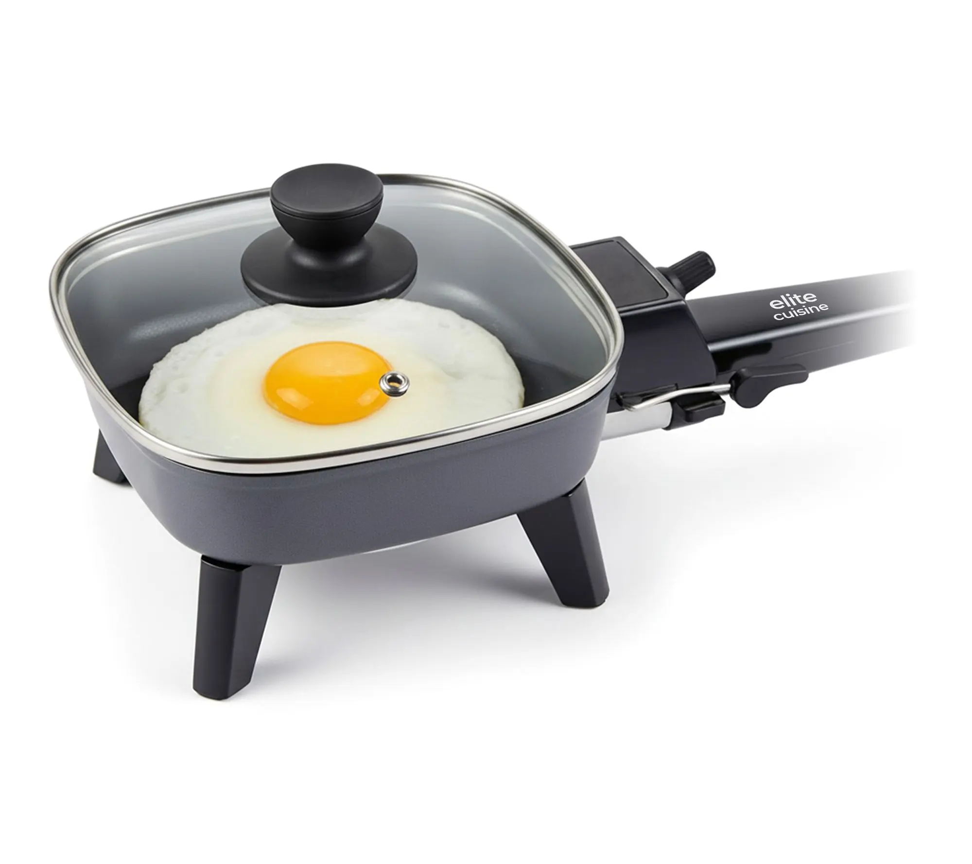 Elite Cuisine 7 " Portable Elec tric Skillet, R emovable Handle