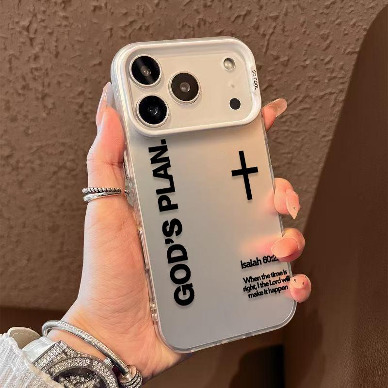 God's Plan Phone Case Cross Pattern Religious Art Fashion TPU Laser Craft Anti-Drop Case for iPhone 17 16 15 14 13 12 11 Samsung Galaxy S25 S24 S23 S22