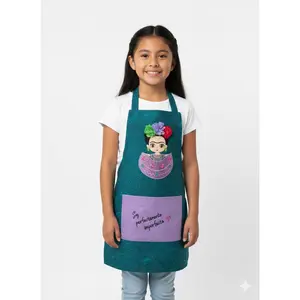 Blue Frida Kahlo Childrens Cooking/art Apron - Made in Mexico