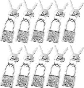 10 PCS Suitcase Locks with Keys, Luggage Locks Silver Padlock with Key Metal Padlock with Key Mini Travel Lock Backpack Lock for Jewelry Boxes Decor Backpack Travel